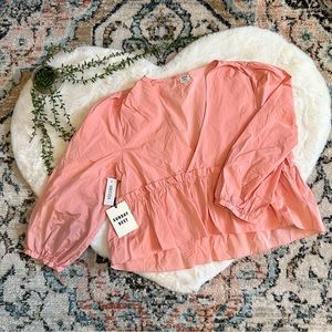 Aritzia Sunday Best Pink Puff Sleeve Ruffle Blouse NWT